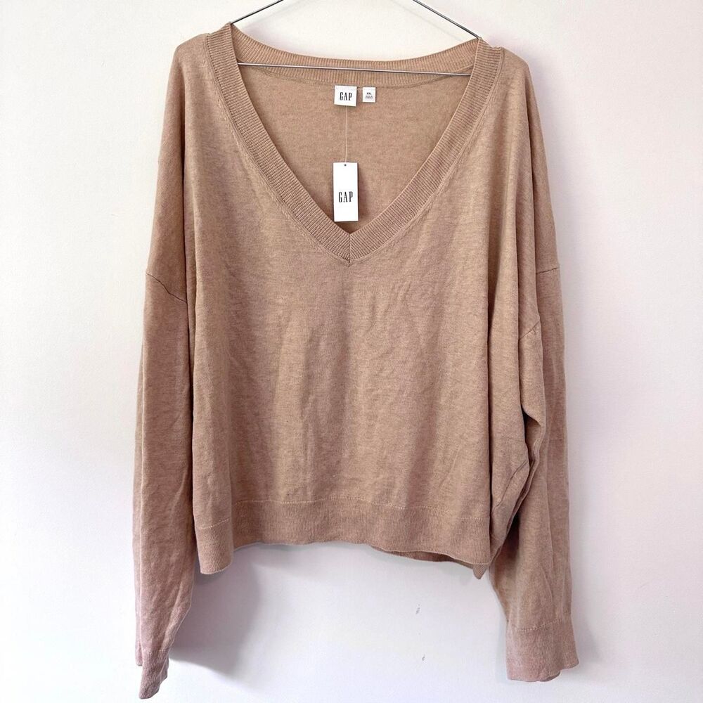 NWT GAP Lightweight V-Neck Slouchy Cotton Blend Sweater XXL